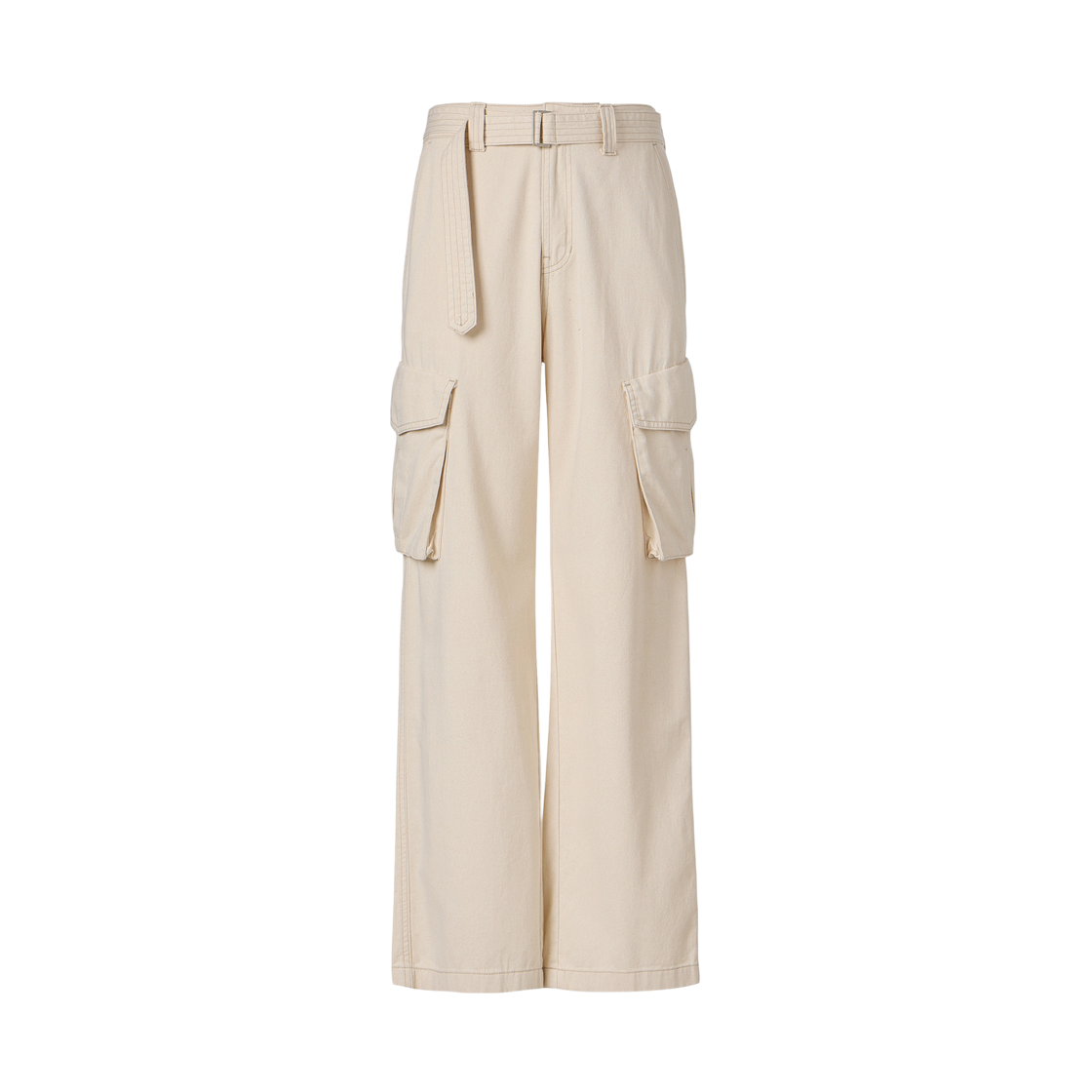 쿠메 벨티드 릴렉스드 카고 팬츠 에크루(KUME Belted Relaxed Cargo Pants - Ecru)