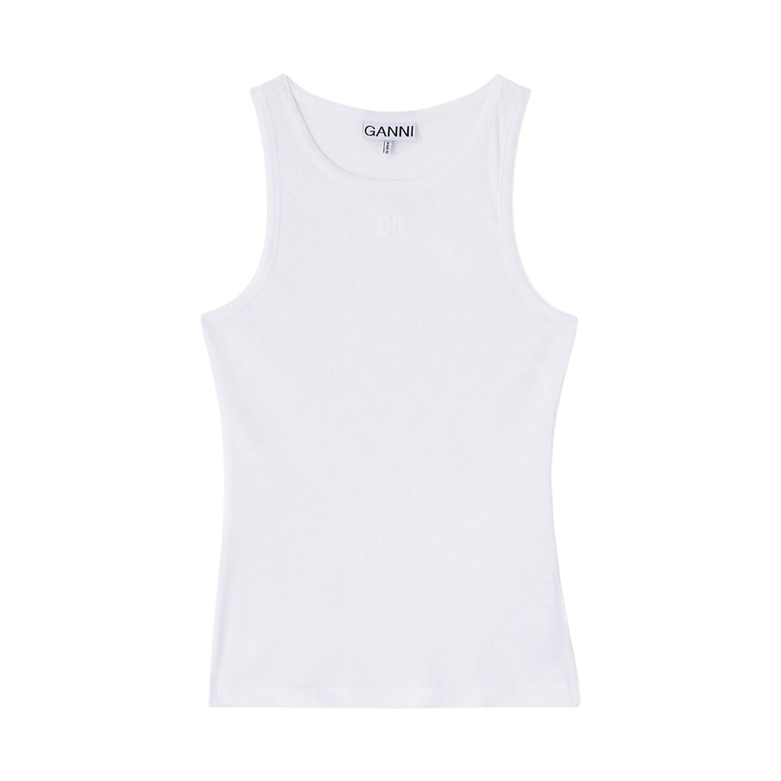 A1050172-151 (W) Ganni Cotton Rib Tank Top Bright White