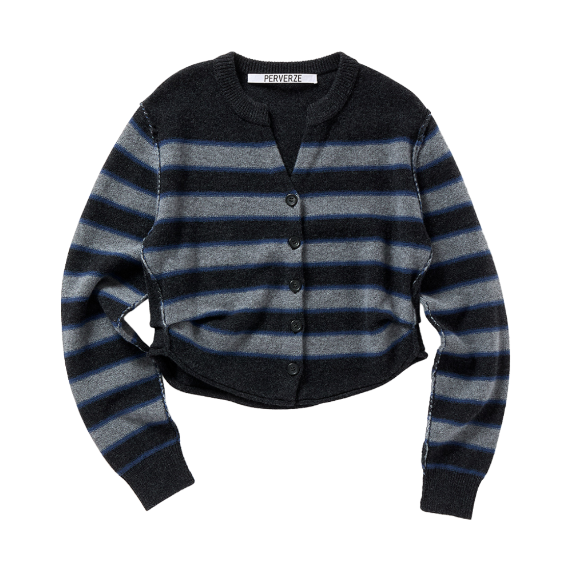 퍼버즈 우먼 사이드 턱 니트 가디건 믹스 - 26FW(Perverze Women Side Tuck Knit Cardigan Mix - 26FW)