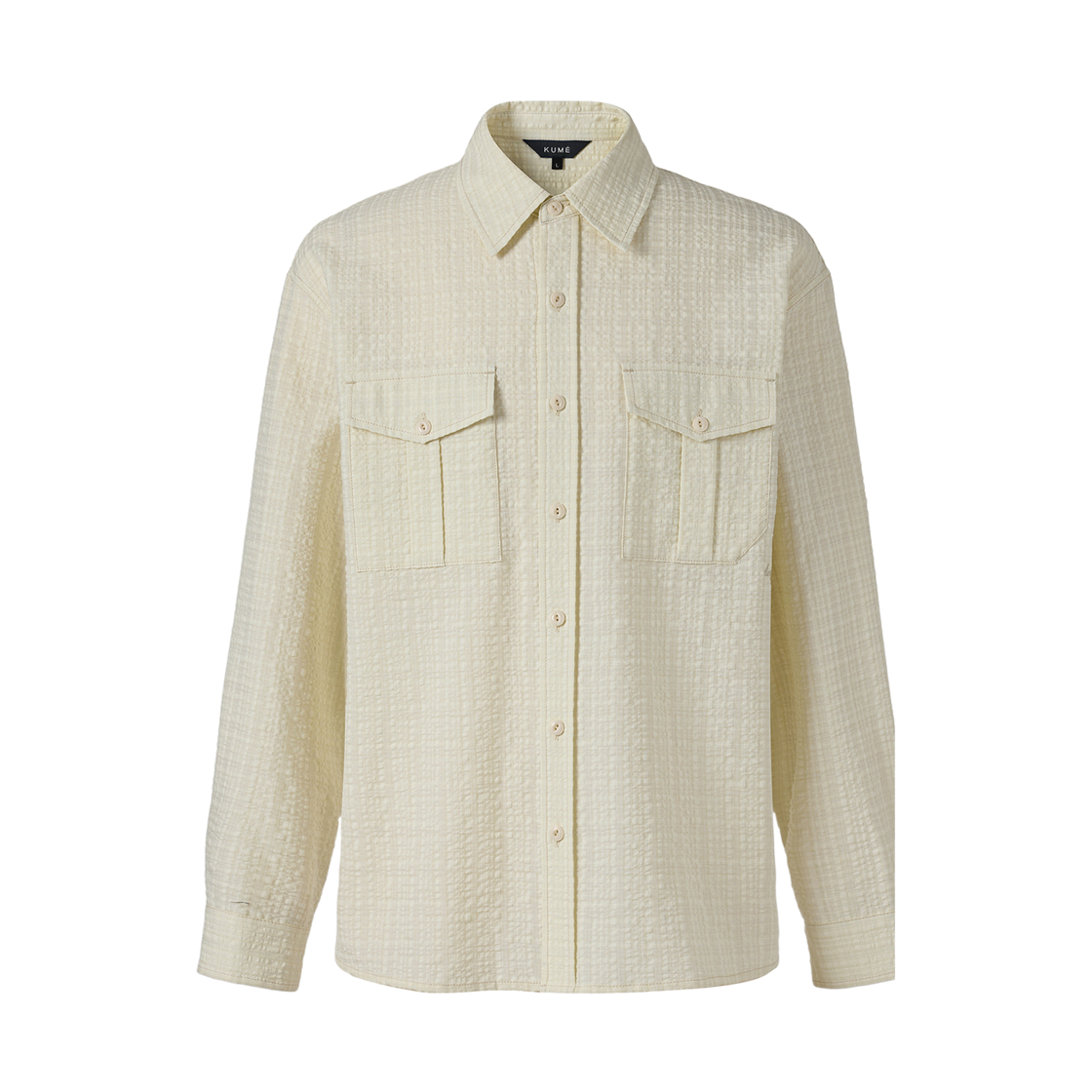 쿠메 프론트 포켓 체크 셔츠 아이보리(KUME Front Pocket Checkered Shirt - Ivory)