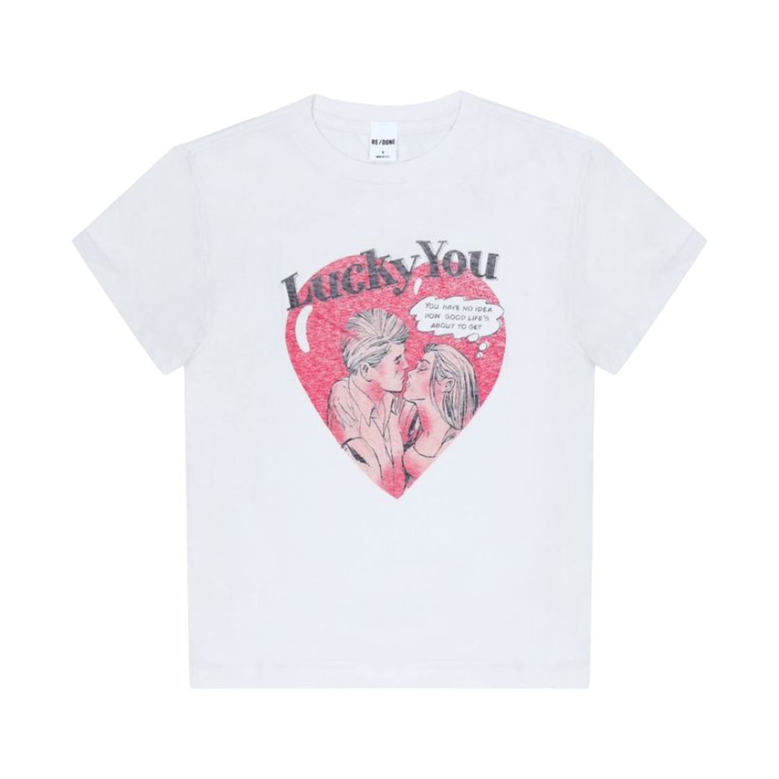 (W) 리던 클래식 럭키 유 티셔츠 화이트((W) Re/Done Classic Lucky You T-Shirt White)