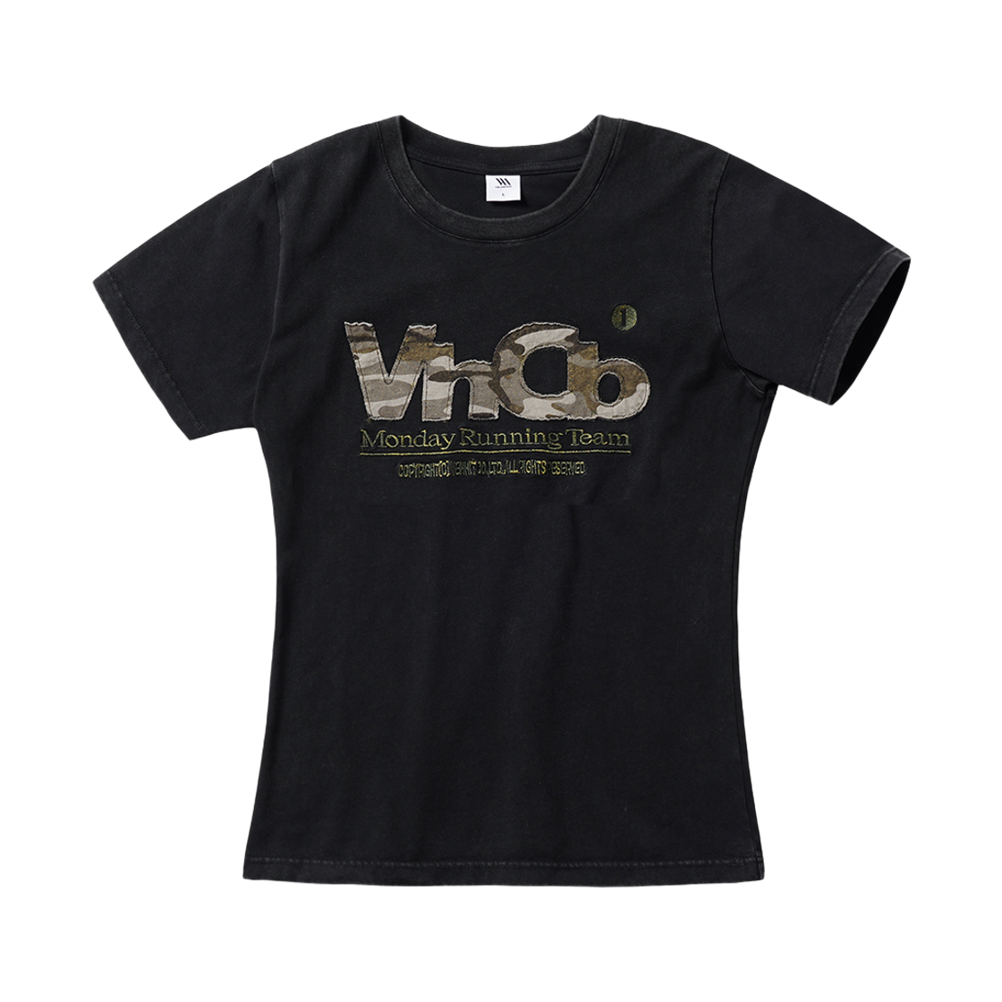 벤힛 MRT 아플리케 워시드 슬림핏 반팔티 블랙(venhit MRT Applique Washed Slim Fit Short Sleeve T-Shirt Black)