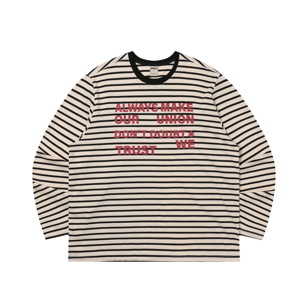 아모우 레터링 스트라이프 롱슬리브 화이트(AMOU Lettering Stripe Long Sleeve White)