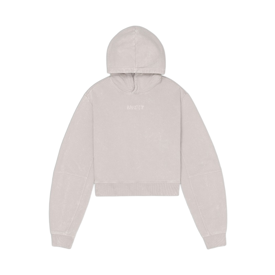(W) 밴딧 러닝 스티치 로고 크롭 후드 애쉬((W) Bandit Running Stitch Logo Cropped Hoodie Ash)