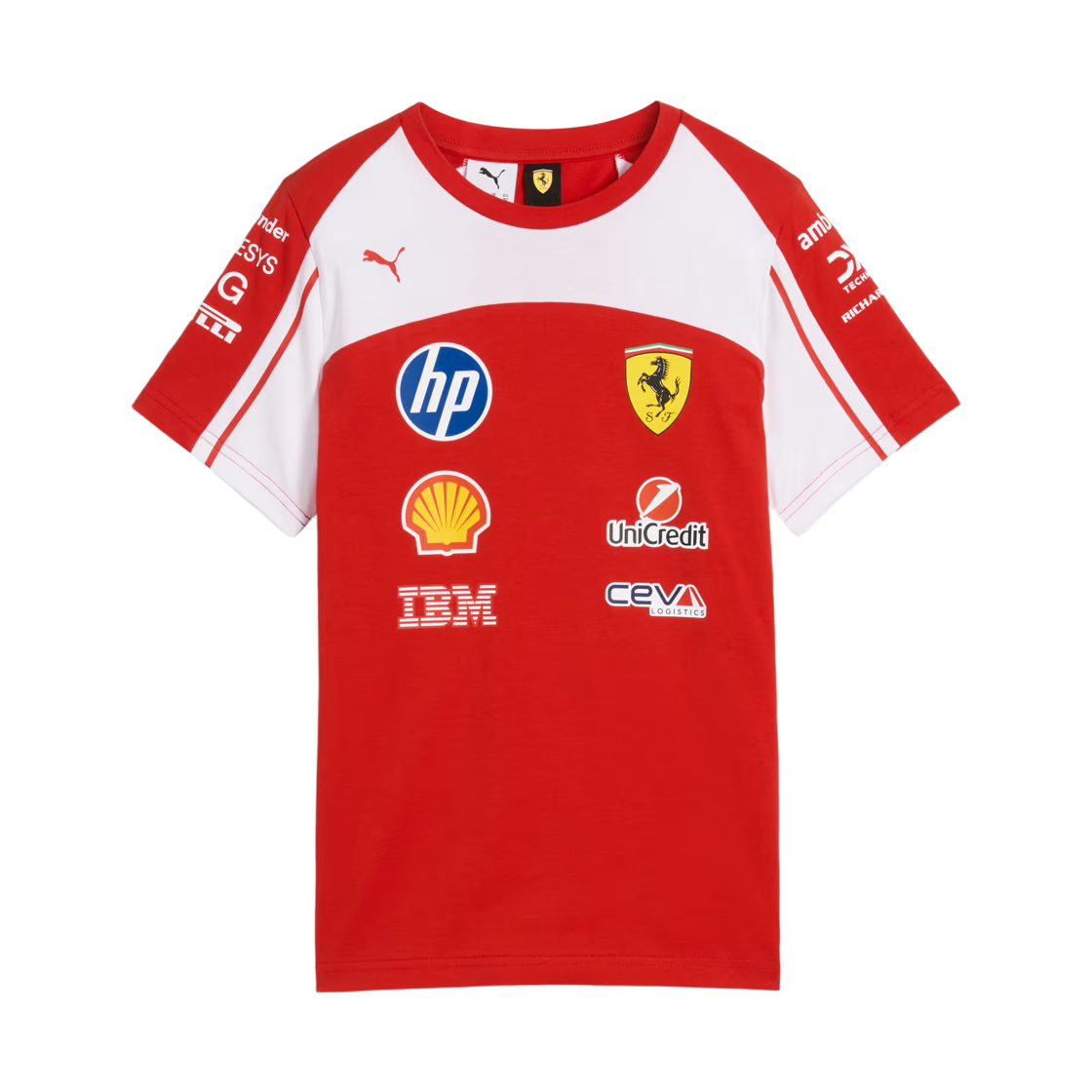 (키즈) 스쿠데리아 페라리 x 푸마 레플리카 사커 티셔츠 레드((Kids) Scuderia Ferrari x Puma Replica Soccer T-Shirt Red)