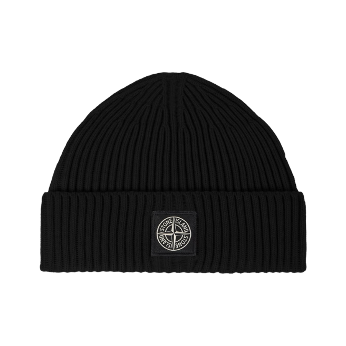 스톤 아일랜드 N100002 풀 립 RWS 울 비니 컴퍼스 로고 패치 블랙 - 26FW(Stone Island N100002 Full Rib RWS Wool Beanie with Compass Logo Patch Black - 26FW)