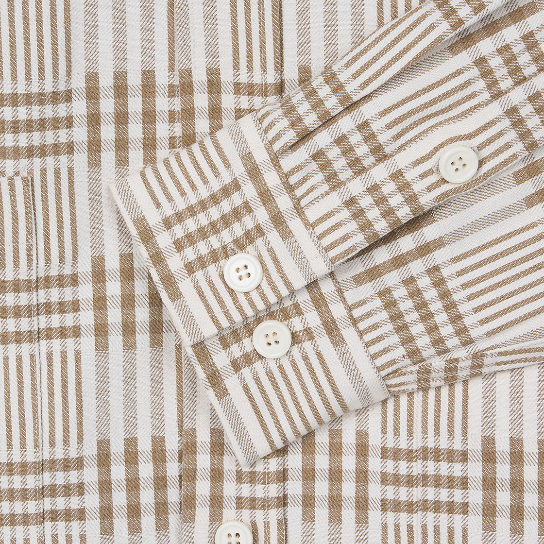스트레인저 릴렉스 핏 코튼 플래드 셔츠 체크 베이지(Stranger Relaxed Fit Cotton Plaid Shirt (Check Beige)) - 4