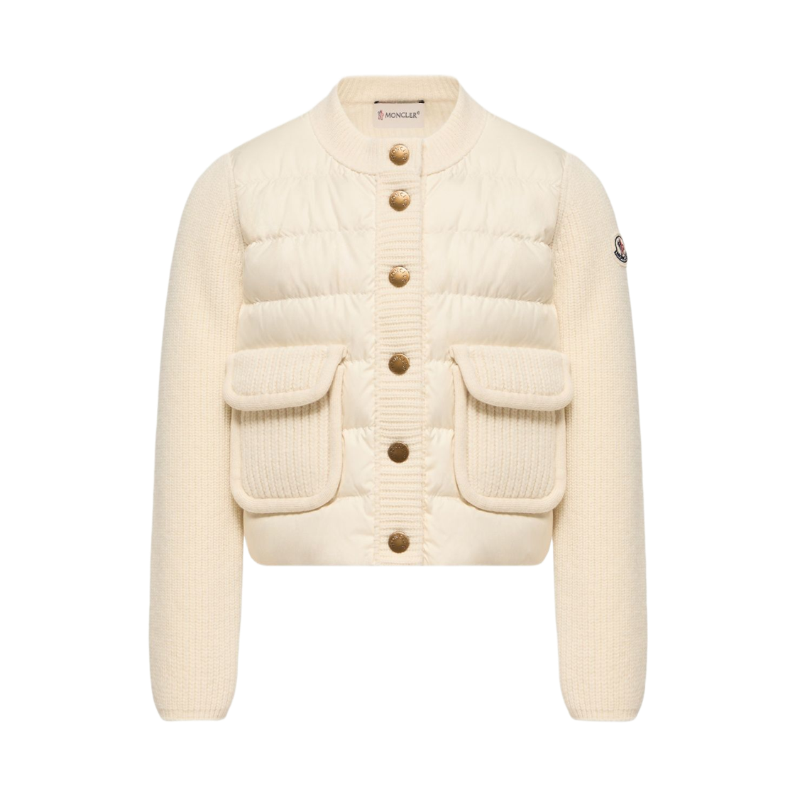 L2-954-9B00011-M4281-034 (Kids) Moncler Wool Cashmere Padded Cardigan White Ivory - 26FW