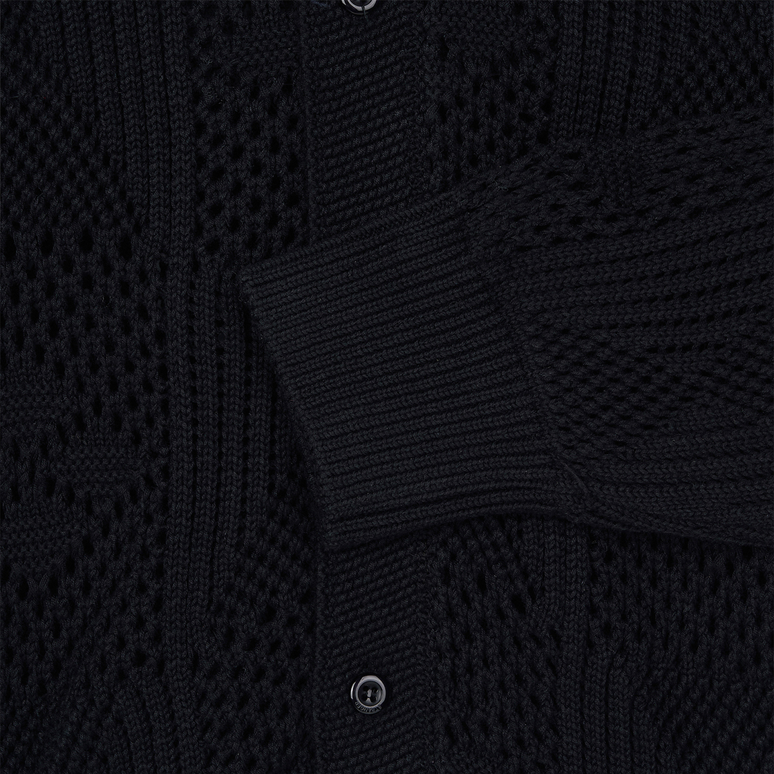 스트레인저 레귤러 핏 텍스처드 코튼 가디건 블랙(Stranger Regular Fit Textured Cotton Cardigan (Black)) - 4