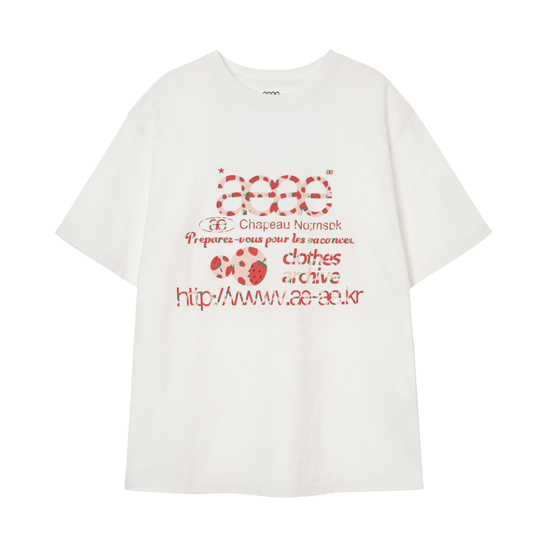 KW6DTSSAE09WT [오프라인 전용] AEAE Women Web Logo T-Shirts Strawberry - 26FW