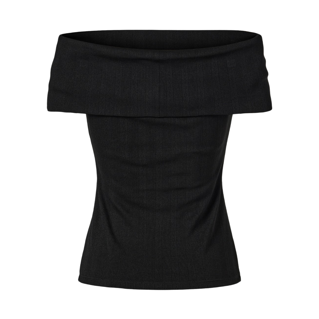 (W) 쿠메 포인텔 오프 숄더 탑 블랙((W) KUME Pointelle Off Shoulder Top - Black) - 2