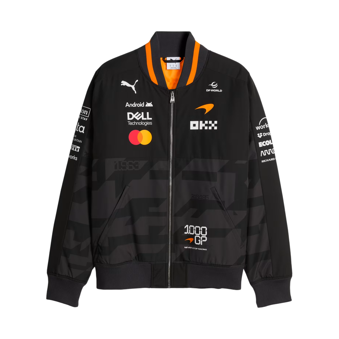 맥라렌 x 푸마 레이싱 1000th 그랑프리 레플리카 봄버 재킷 푸마 블랙(McLaren x Puma Racing 1000th Grand Prix Replica Bomber Jacket Puma Black) - 1