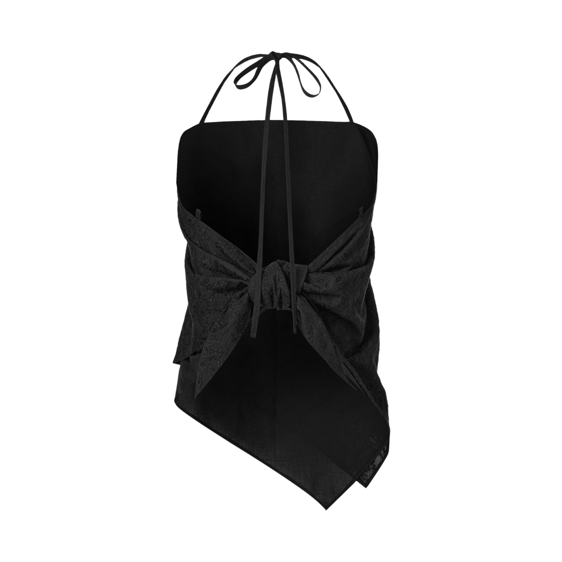 (W) 쿠메 페이즐리 레이스 스카프 탑 블랙((W) KUME Paisley Lace Scarf Top - Black) - 3