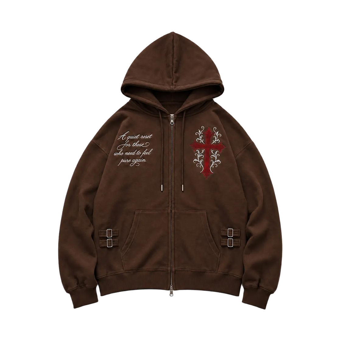 닉켈 26 크로스 플로랄 후드집업 브라운(NICKEL 26 Floral Cross Zip-Up Brown)