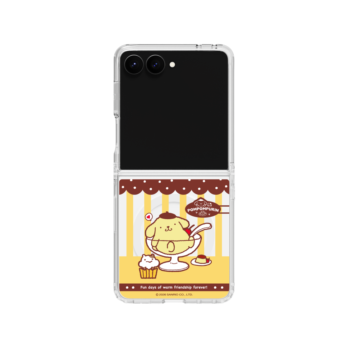 에스엘비에스 폼폼푸린 카페 스타일 클리어 마그넷 케이스 for Galaxy Z Flip7 Flip8(POMPOMPURIN Cafe Style Clear Magnet Case for Galaxy Z Flip7)