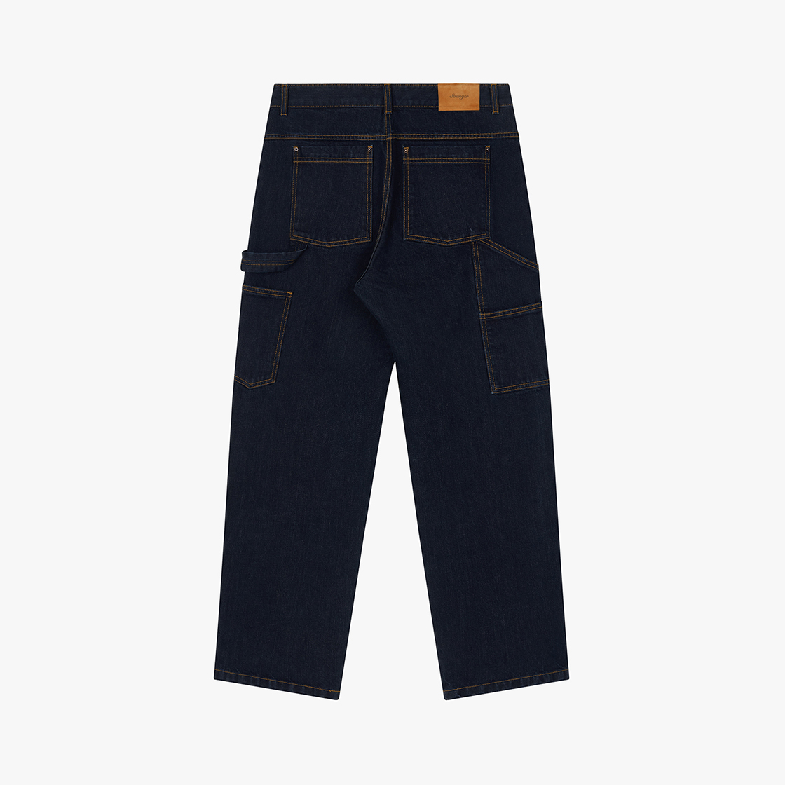 스트레인저 레귤러 핏 데님 더블니 팬츠 네이비(Stranger Regular Fit Denim Double Knee Pants (Navy)) - 2