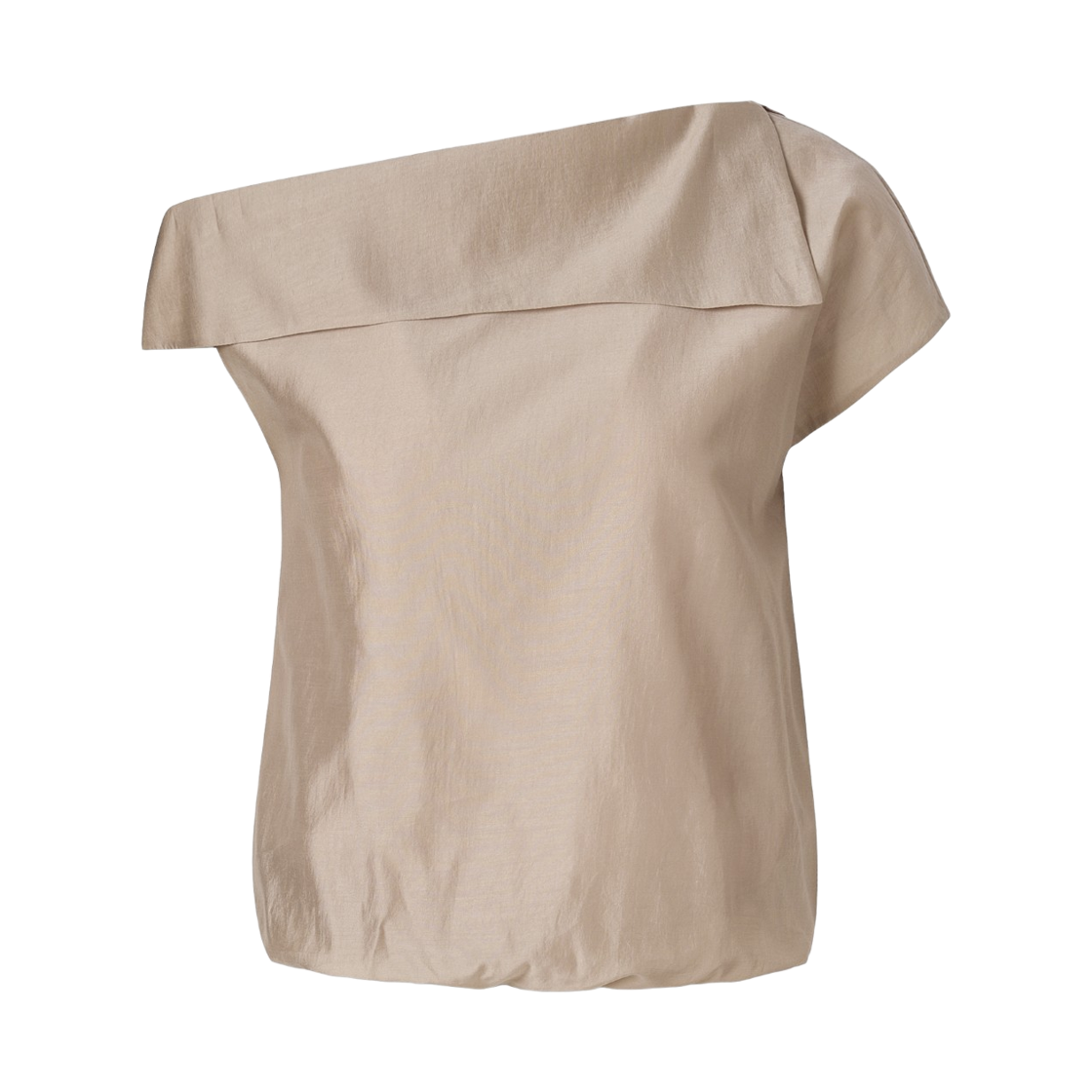 (W) 쿠메 원 숄더 실키 텐셀 블라우스 베이지((W) KUME One Shoulder Silky Tencel Blouse - Beige) - 2