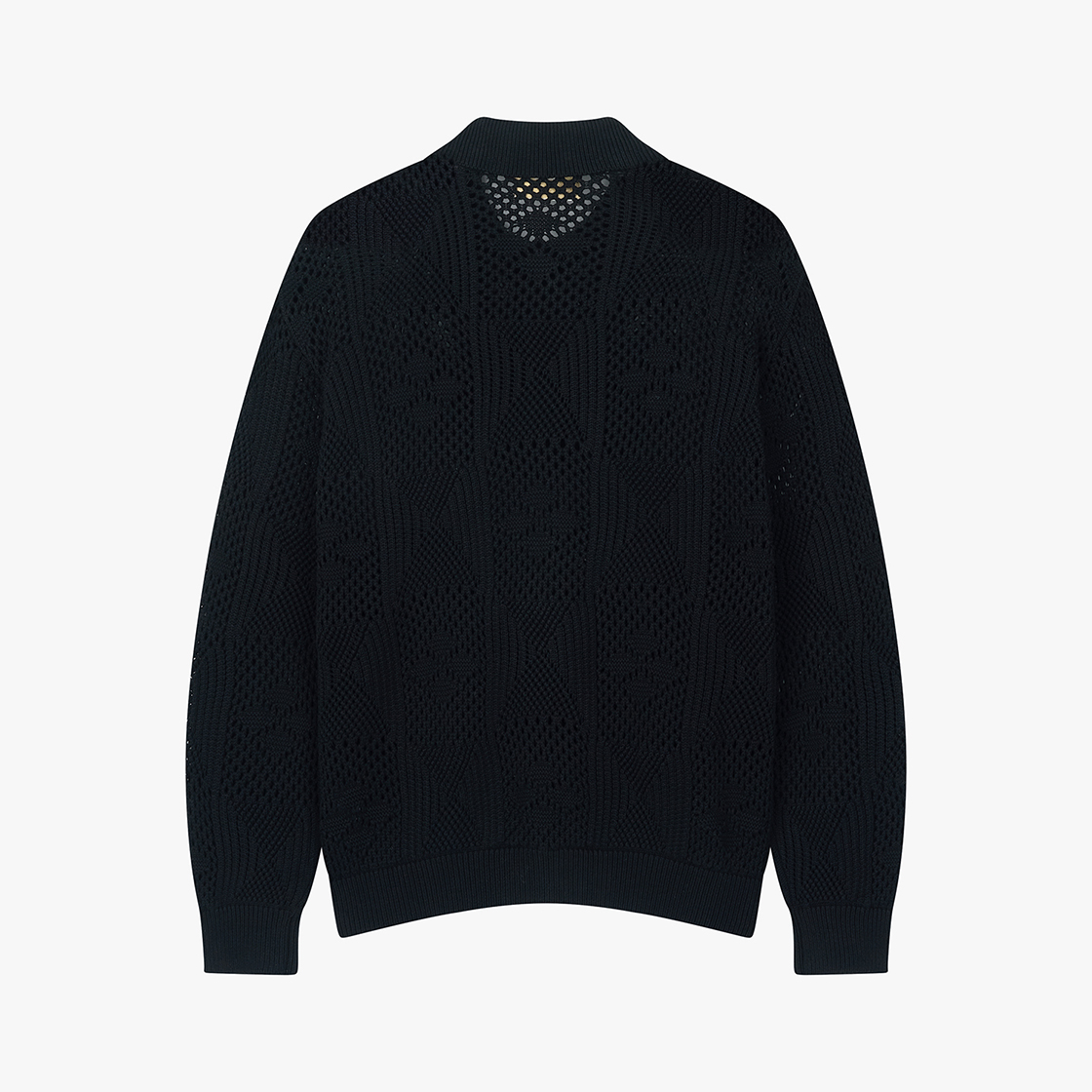 스트레인저 레귤러 핏 텍스처드 코튼 가디건 블랙(Stranger Regular Fit Textured Cotton Cardigan (Black)) - 2