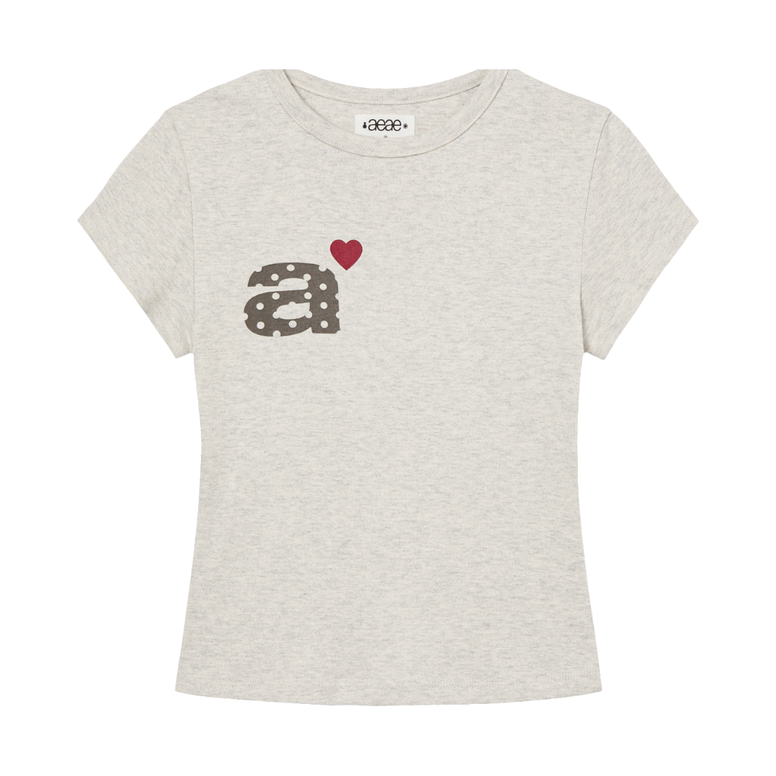 [오프라인 전용] 에이이에이이 우먼 도트 스몰 레터 티 오트밀 - 26FW([오프라인 전용] AEAE Women Dot Small Letter Tee Oatmeal - 26FW)