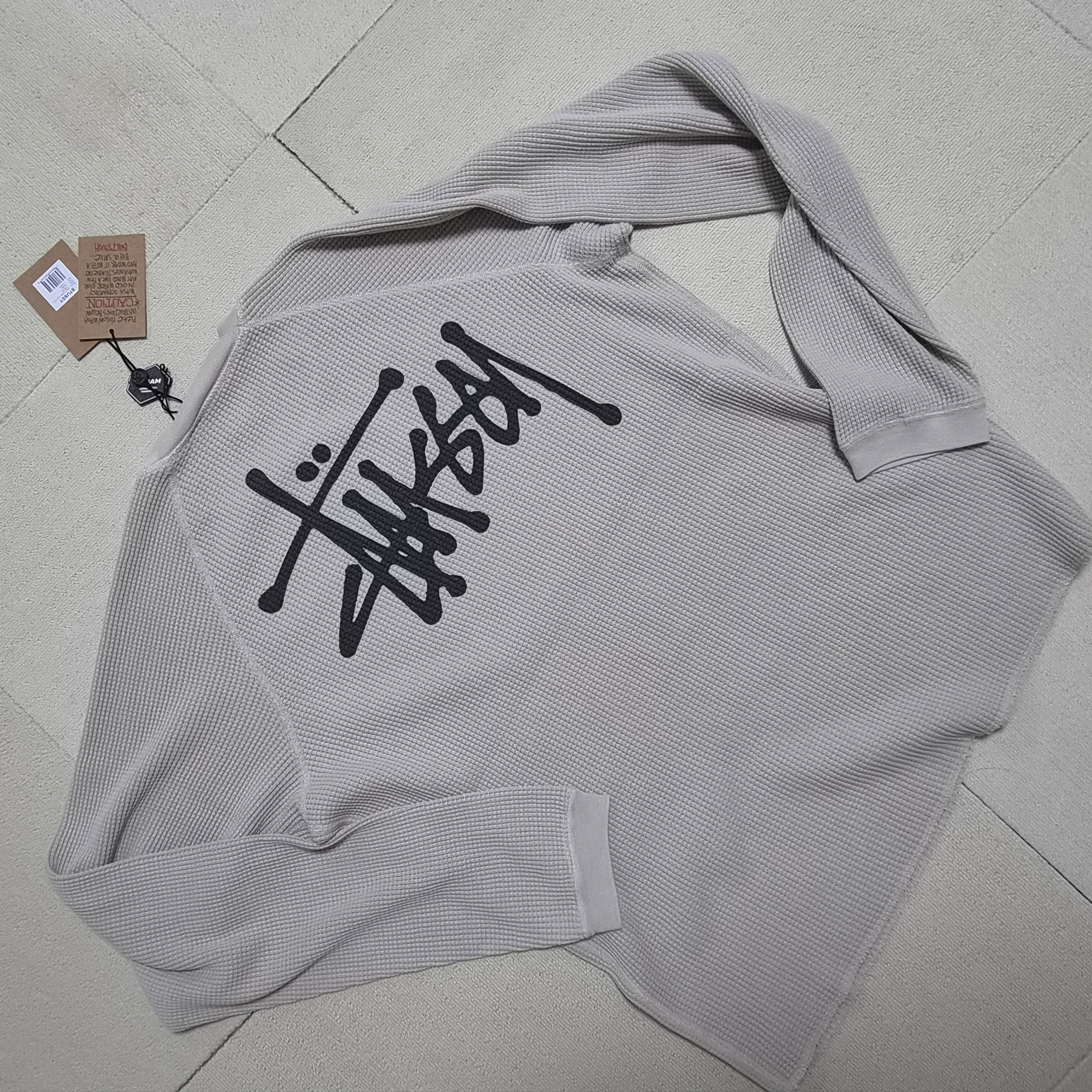 Stussy Raglan Thermal LS Crew Bone 착용 스타일 - 6