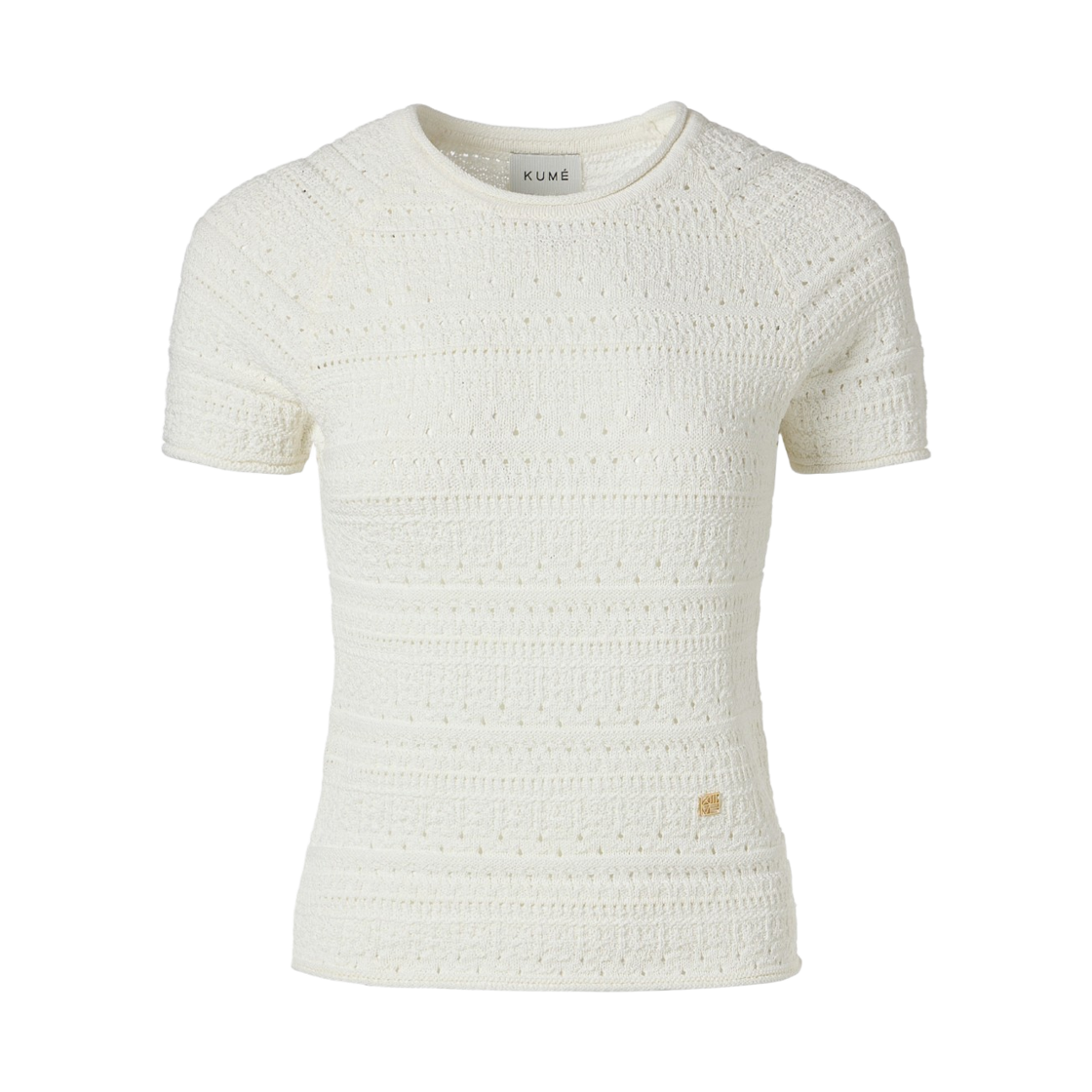 (W) 쿠메 크로셰 숏 슬리브 스웨터 아이보리((W) KUME Crochet Short Sleeved Sweater - Ivory)