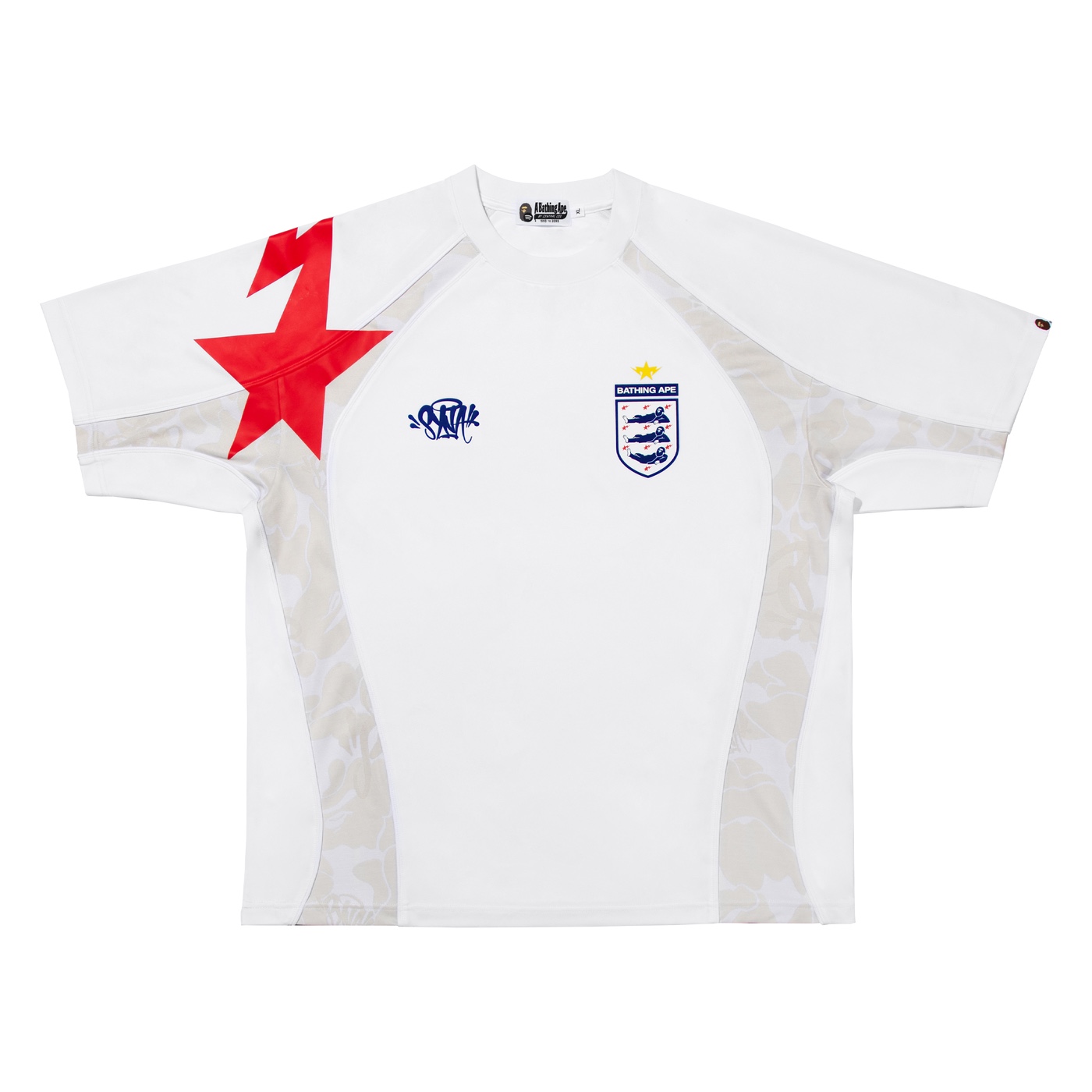 BAPE x Spotify x SYNA World By Central Cee Relaxed Fit Football Jersey White 착용 스타일 - 1