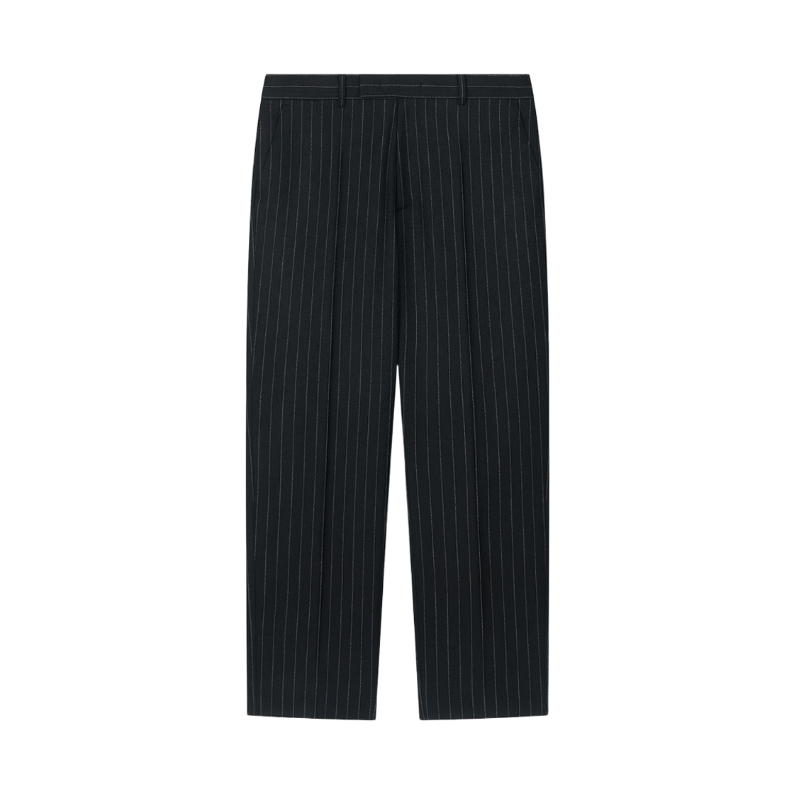 스트레인저 클래식 핏 울 핀스트라이프 슬랙스 블랙(Stranger Classic Fit Wool Pinstripe Trousers (Black))