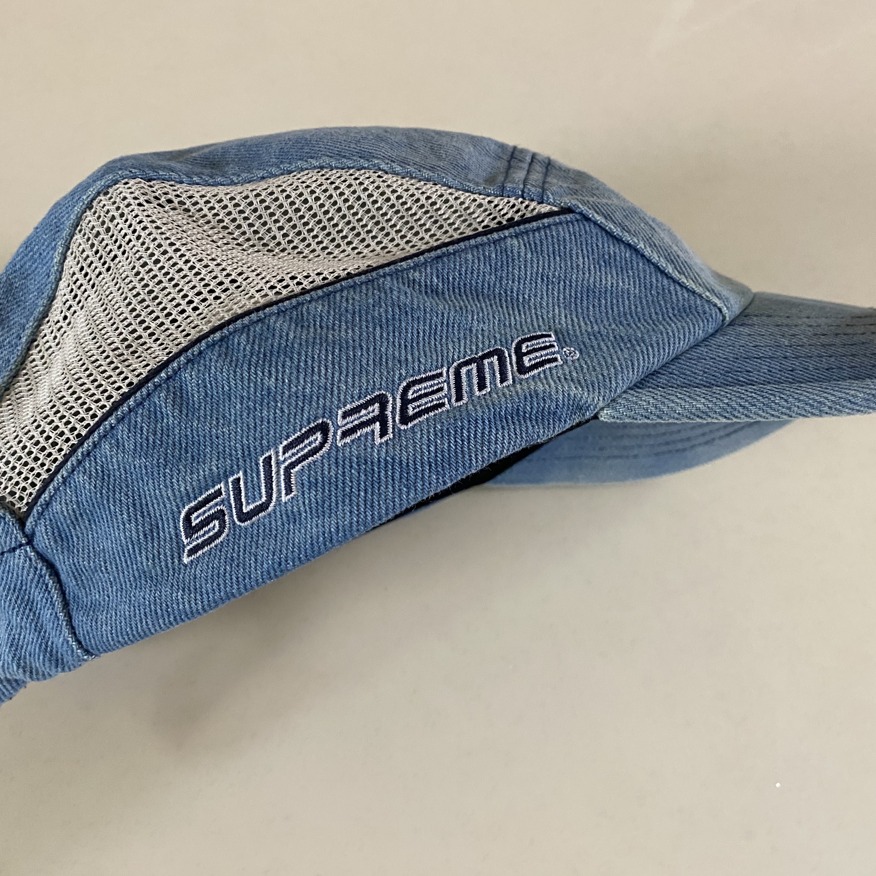 Supreme Side Mesh Piping Camp Cap Denim - 26SS 착용 스타일 - 3
