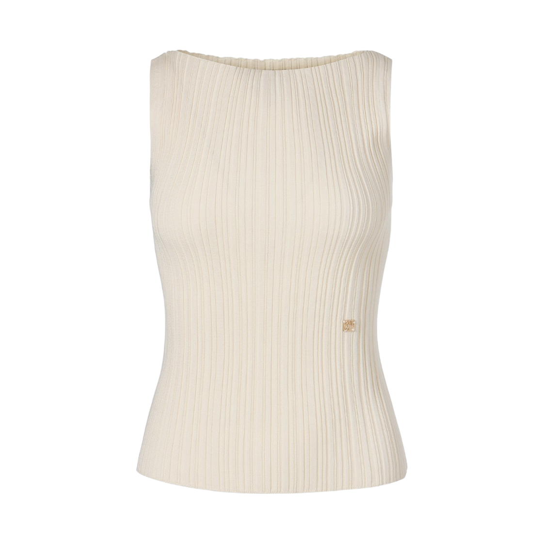 KM-26SS-SW01IV (W) KUME Ribbed Pleated Sleeveless Sweater - Ivory