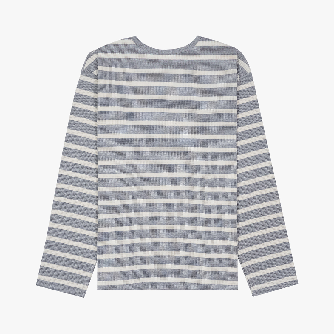 스트레인저 릴렉스 핏 와플 코튼 스트라이프 긴팔 티셔츠 라이트 그레이(Stranger Relaxed Fit Waffle Cotton Stripe LS T-Shirt (Light Gray)) - 2