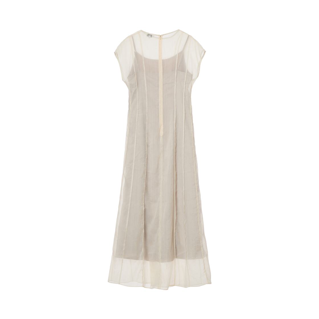 (W) 쿠메 핀턱 시어 레이어드 롱 드레스 라이트베이지((W) KUME Pintuck Sheer Layered Long Dress - Lightbeige) - 2