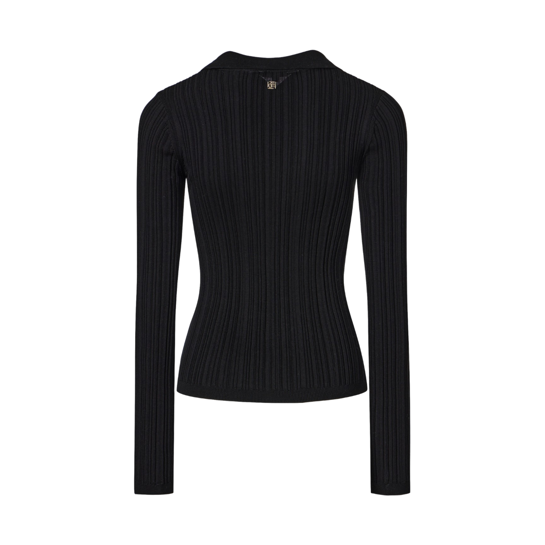 (W) 쿠메 리브드 플리츠 카라 가디건 블랙((W) KUME Ribbed Pleated Collared Cardigan - Black) - 2