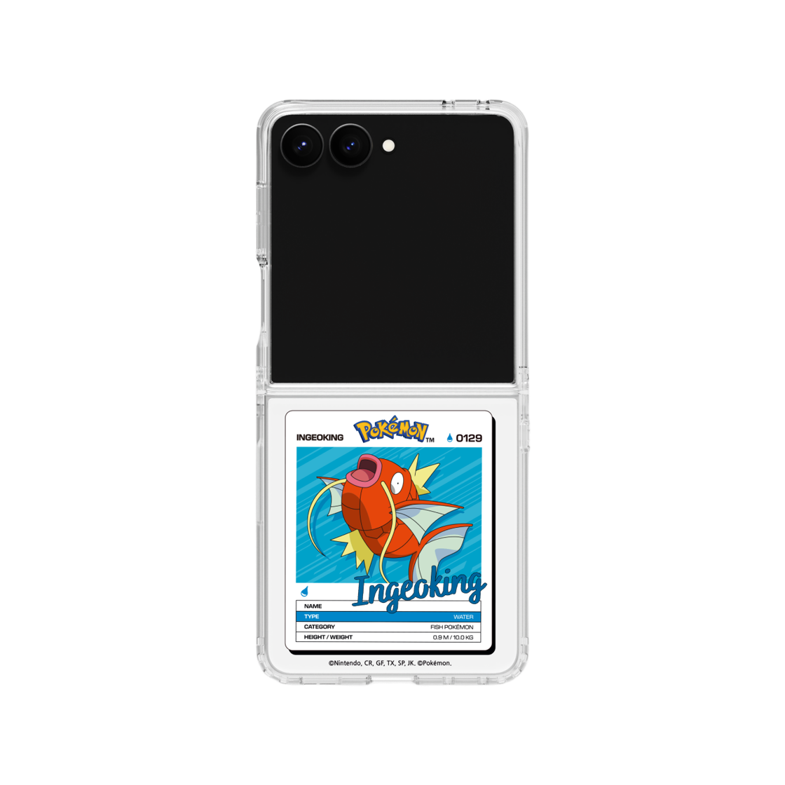 에스엘비에스 포켓몬 잉어킹 네임택 클리어 마그넷 케이스 for Galaxy Z Flip7 Flip8(SLBS Pokémon Magikarp Name tag Clear Magnet Case for Galaxy Z Flip7) - 1