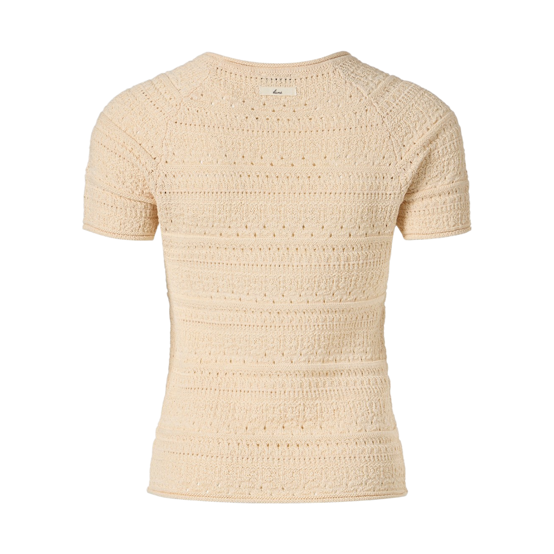 (W) 쿠메 크로셰 숏 슬리브 스웨터 스킨((W) KUME Crochet Short Sleeved Sweater - Skin) - 2