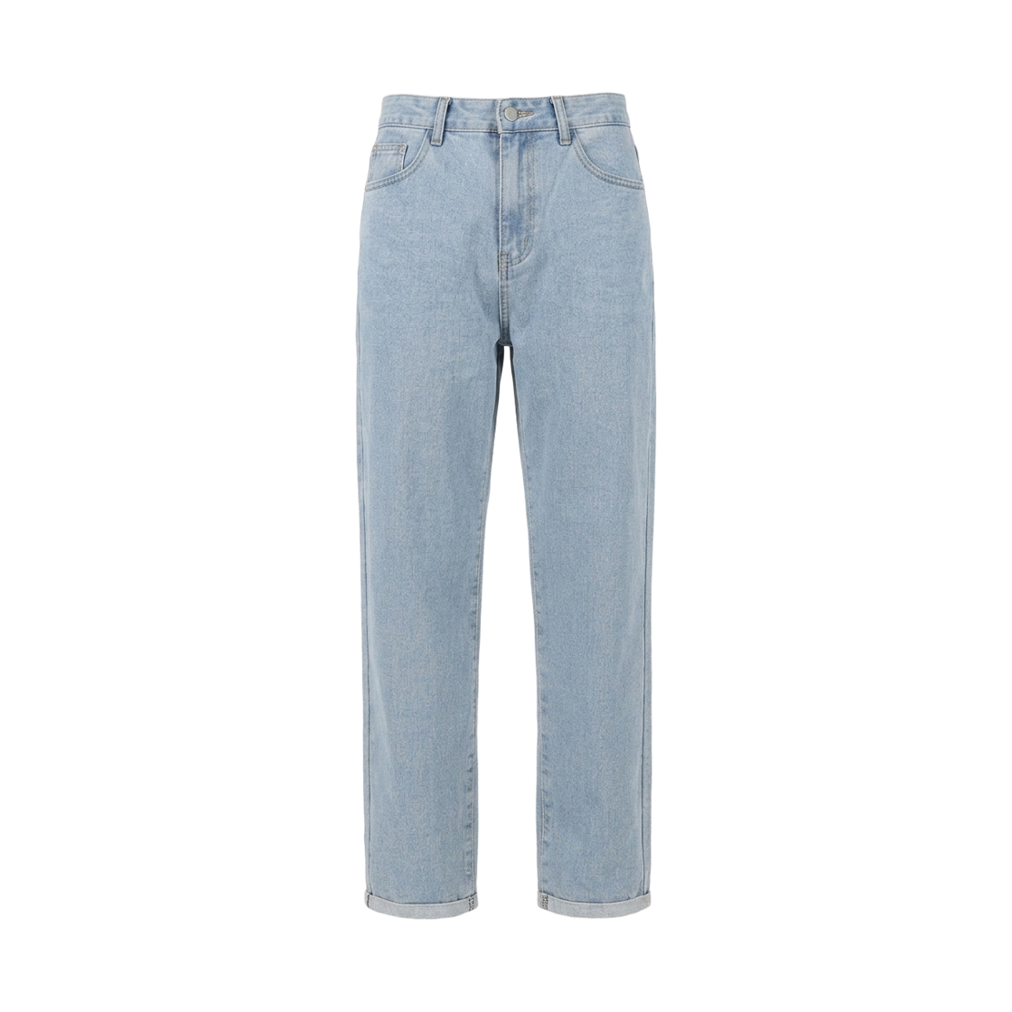 GC3932 GCLIP Warm Fleece Color-Blocked Hem Straight Denim Pants