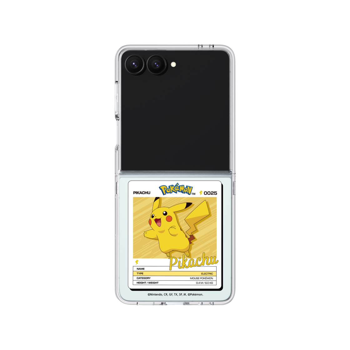 에스엘비에스 포켓몬 피카츄 네임택 클리어 마그넷 케이스 for Galaxy Z Flip7 Flip8(SLBS Pokémon Pikachu Name tag Clear Magnet Case for Galaxy Z Flip7 Flip8) - 2
