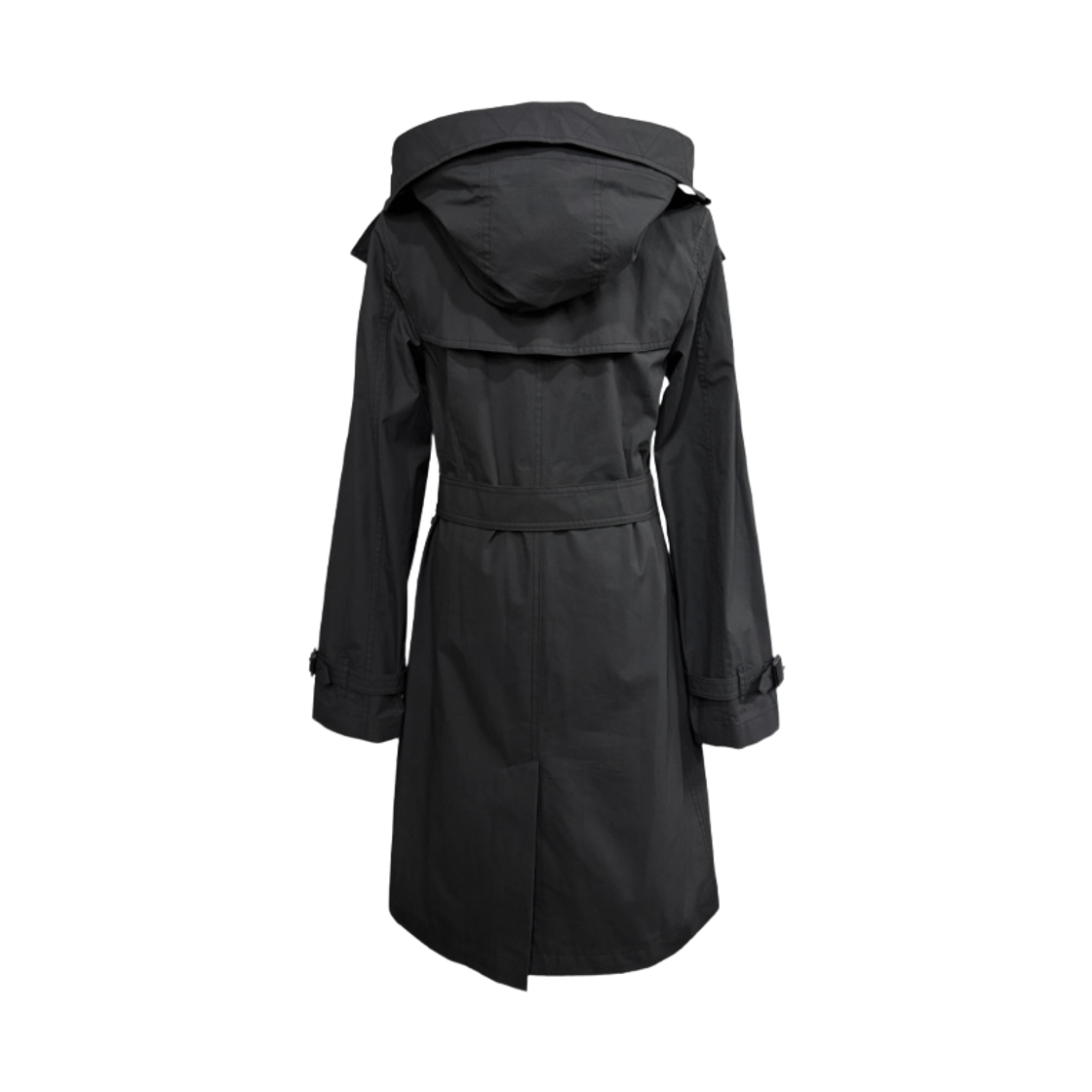 (W) 버버리 텔포드 디테처블 후드 벨티드 코튼 트렌치 코트 블랙((W) Burberry Telford Detachable Hooded Belted Cotton Trench Coat Black) - 2