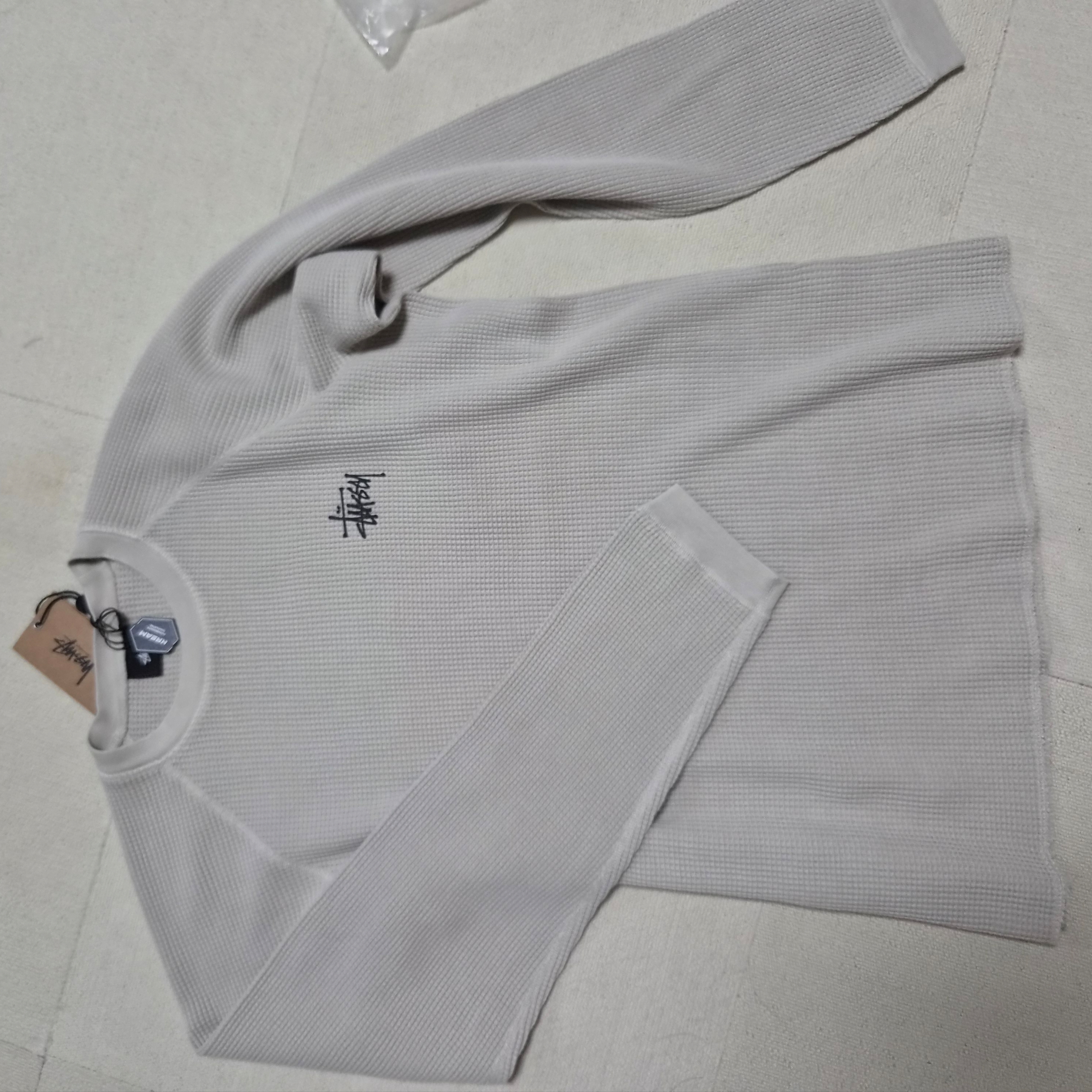 Stussy Raglan Thermal LS Crew Bone 착용 스타일 - 5