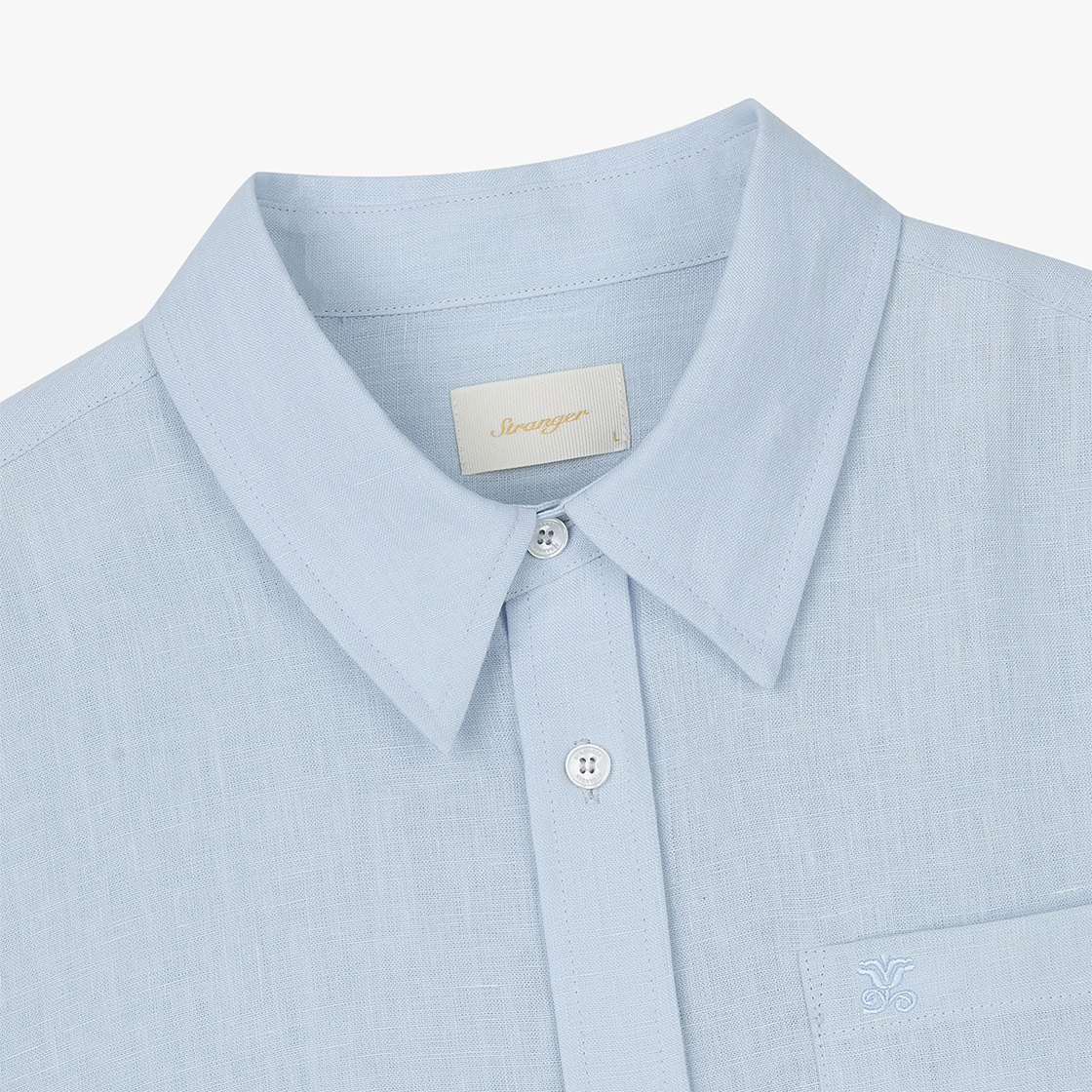 스트레인저 레귤러 핏 플레인 린넨 셔츠 스카이 블루(Stranger Regular Fit Plain Linen Shirt (Sky Blue)) - 3