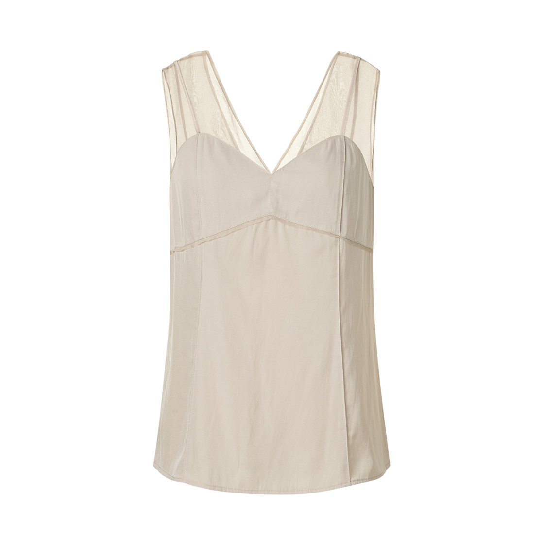 KM-26SS-BL02IV (W) KUME Organza Sheer Sleeveless Top - Ivory