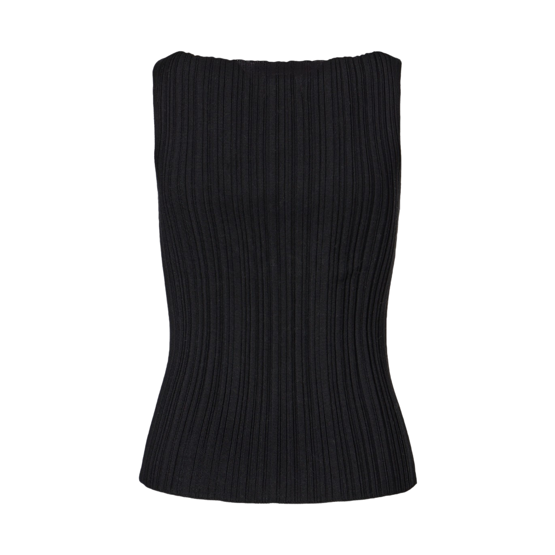 (W) 쿠메 리브드 플리츠 슬리브리스 스웨터 블랙((W) KUME Ribbed Pleated Sleeveless Sweater - Black) - 2