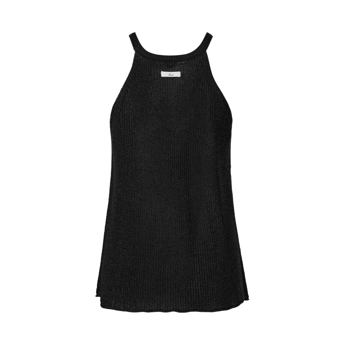 (W) 쿠메 루즈리 니티드 홀터 니트 탑 블랙((W) KUME Loosely Knitted Halter Knit Top - Black) - 2