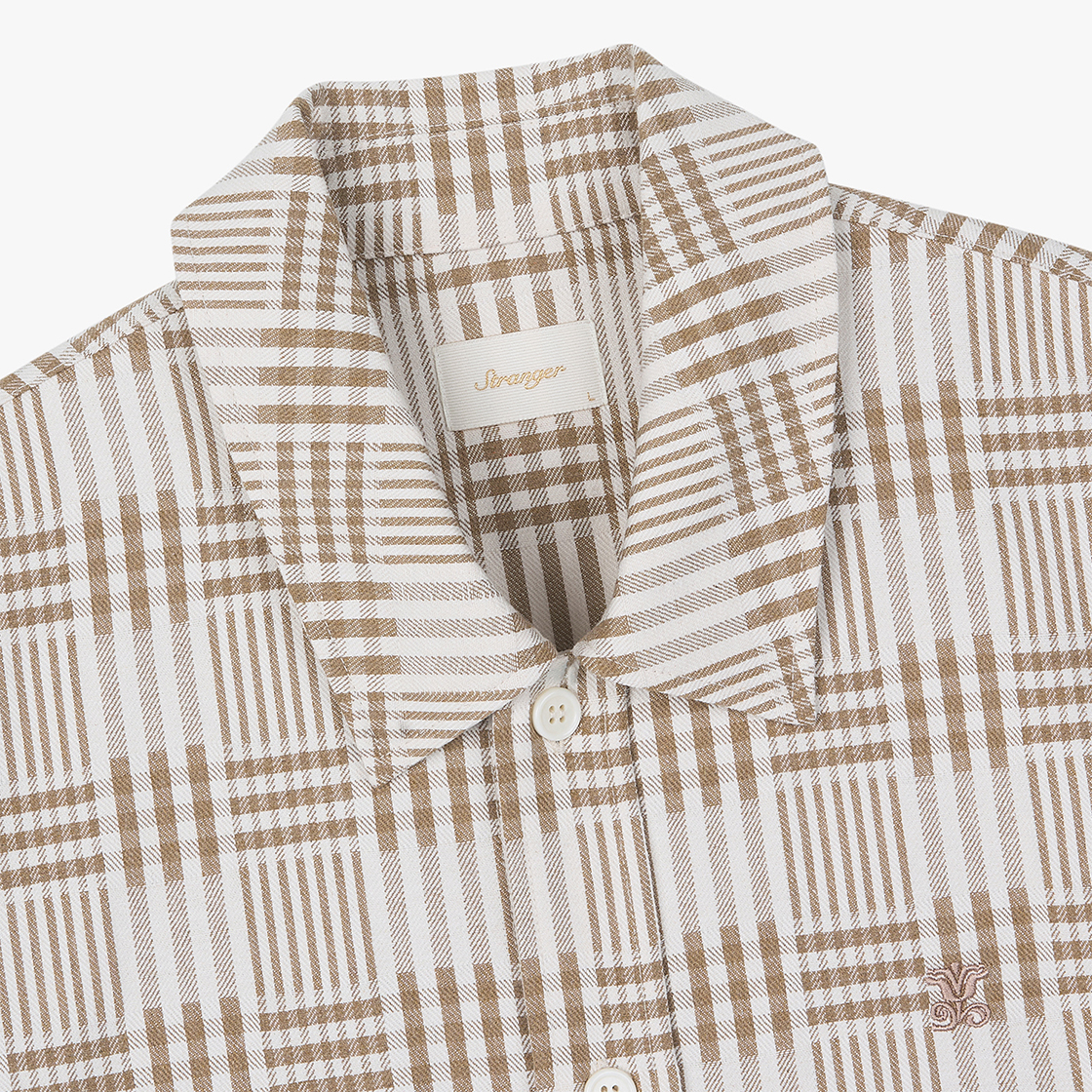 스트레인저 릴렉스 핏 코튼 플래드 셔츠 체크 베이지(Stranger Relaxed Fit Cotton Plaid Shirt (Check Beige)) - 3
