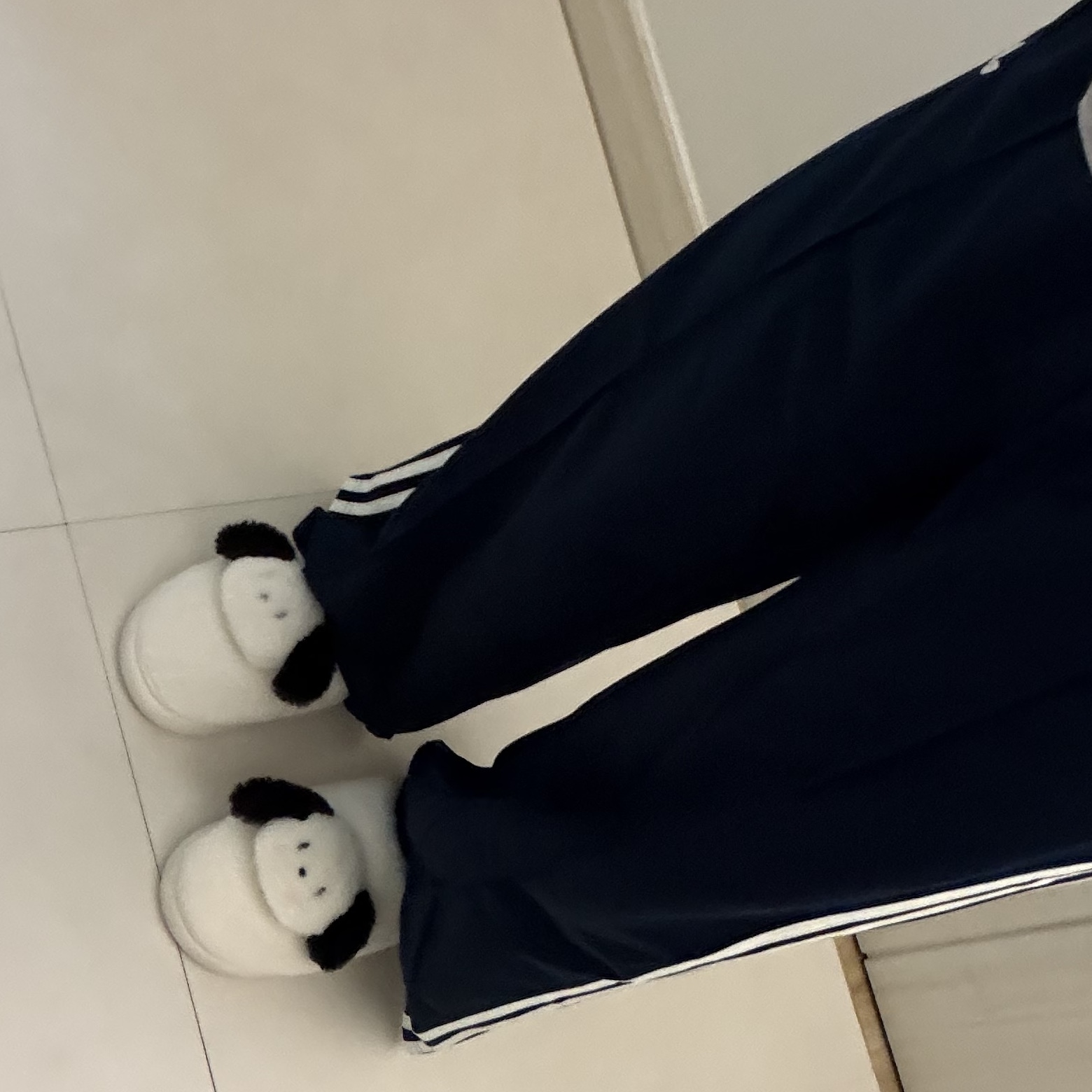 (W) Adidas Firebird Loose Track Pants Night Indigo Off White - US Sizing 착용 스타일