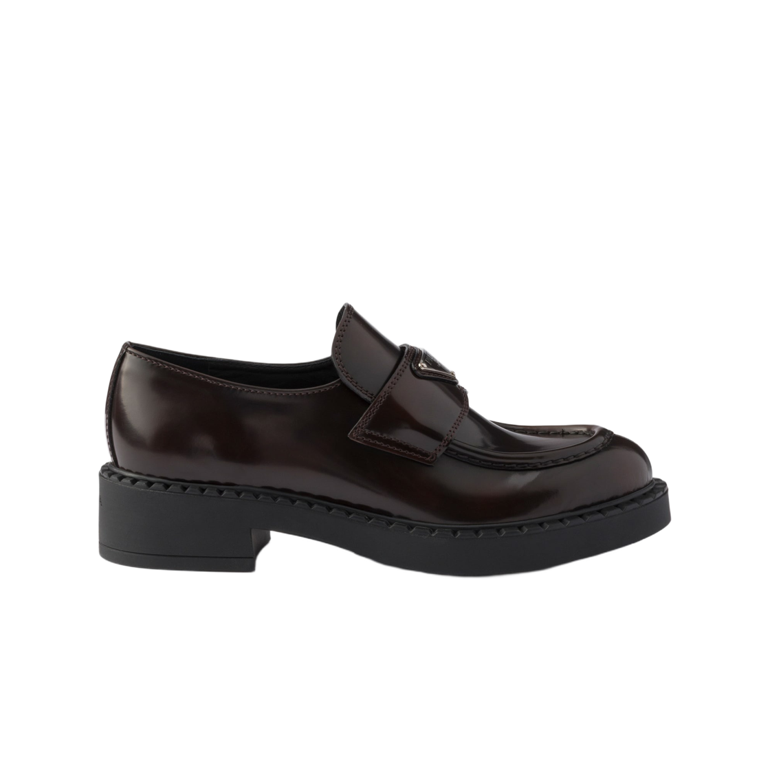 1D246M-X6O-F0038 (W) Prada Chocolate Brushed Leather Loafers Sienna