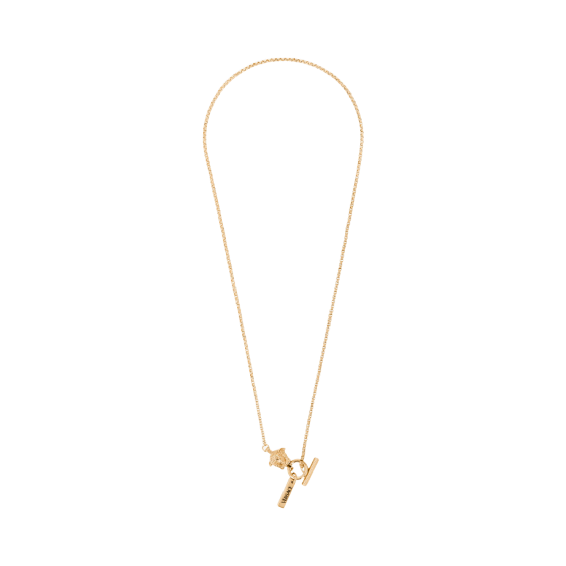 1022437-1A00620-3J000 Versace Medusa Logo Charm Chain Necklace Gold