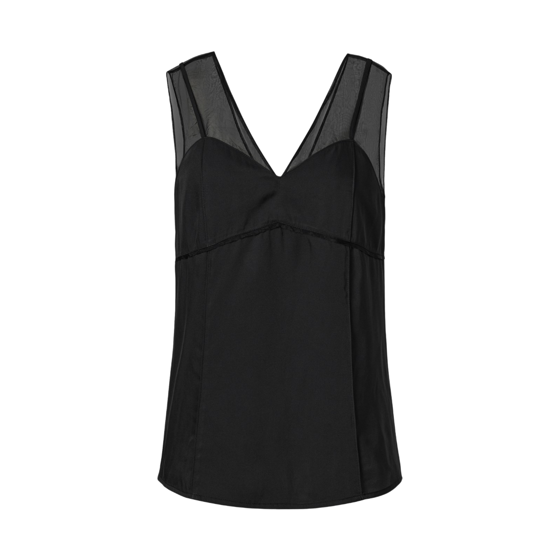 KM-26SS-BL02BK (W) KUME Organza Sheer Sleeveless Top - Black