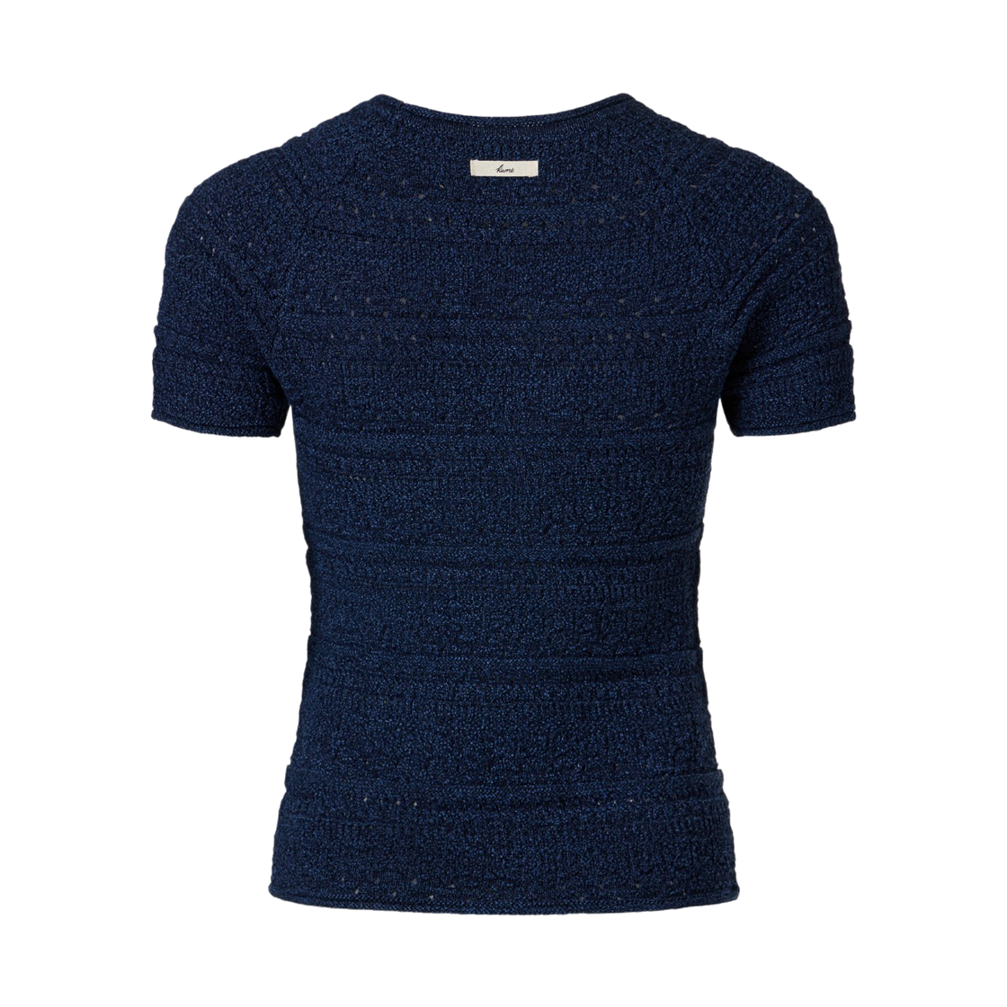 (W) 쿠메 크로셰 숏 슬리브 스웨터 네이비((W) KUME Crochet Short Sleeved Sweater - Navy) - 2
