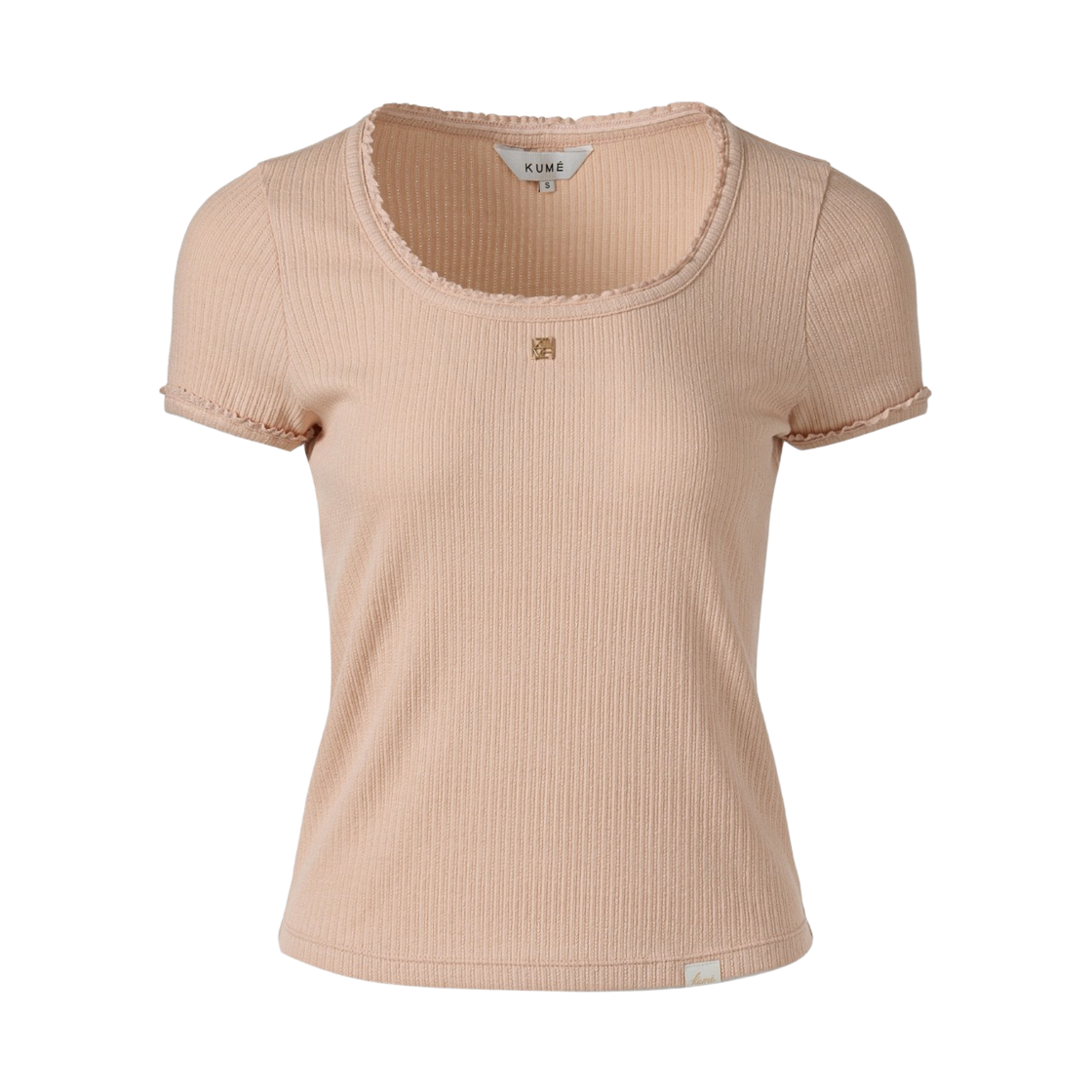 KM-26SS-TS02PK (W) KUME Pointelle Scoop Neck T-Shirt - Pink