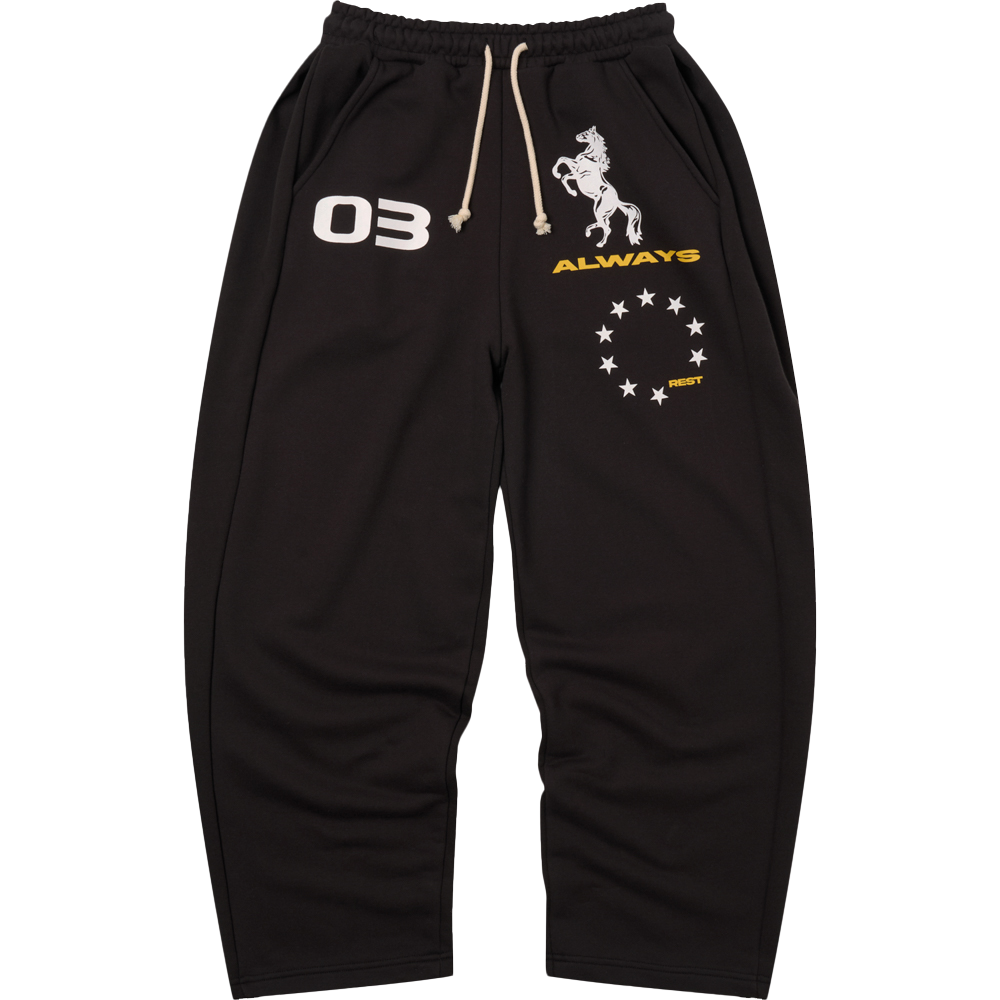 아모우 홀스 스웻 팬츠 블랙(AMOU AMOU Horse Sweat Pants Black)